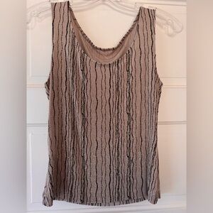 Vintage Taupe Shimmer Tank Y2K Textured Glitter Top